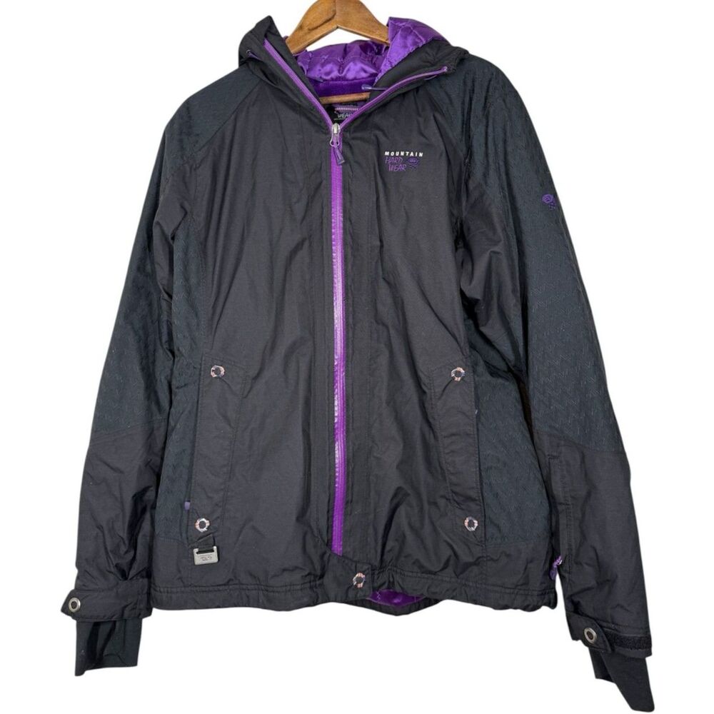 Mountain Hardwear Black Purple Jacket Womens Sz L Fleece Lined Snow Skii Winter